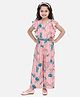 StyleStone Rayon Woven Sleeveless Floral Printed & Striped Jumpsuit - Pink & Blue