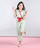 StyleStone Rayon Woven Flutter Sleeves Cherries Printed & Striped Jumpsuit - Green