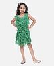 Sylestone Chiffon Sleeveless Floral Ruffle Dress-Green