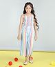 StyleStone Cotton Blend Woven Sleeveless Striped Smocked Jumpsuit - Multi Colour