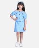 StyleStone Denim Woven Cold Shoulder Sleeves Solid Top & Skirt Set - Light Blue