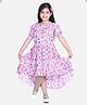 StyleStone Woven Cold Shoulder Floral Printed High Low Dress - Pink
