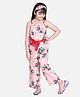 StyleStone Woven Sleeveless Floral Printed Jumpsuit - Peach & Red
