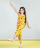 StyleStone Woven Sleeveless Floral Printed Jumpsuit - Yellow & Pink