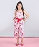 StyleStone Woven Sleeveless Floral Printed Jumpsuit - Pink & Red