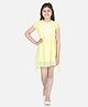 StyleStone Chiffon Woven Frill Sleeves Swiss Dots Embroidered Lace Detailed Dress - Lemon Yellow