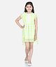 StyleStone Chiffon Woven Frill Sleeves Checked Lace Detailed Dress - Lime Green