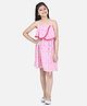 StyleStone Rayon Woven Sleeveless Flamingo Printed Pom Pom Detailed Dress - Pink