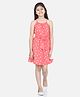 StyleStone Woven Sleeveless Polka Dots Printed Knot Detailed Dress - Coral