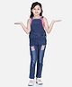 StyleStone Denim Woven Sleeveless Mild Washed & Placement Checked Dungaree Without Tee - Blue