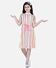StyleStone Woven Sleeveless Halter Neck Striped Pleated Dress - Multi Colour