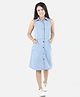 StyleStone Denim Woven Sleeveless Solid Shirt Style Dress - Blue