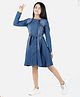 StyleStone Denim Woven Full Sleeves Mild Washed Dress - Blue
