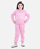 StyleStone Fleece Woven Full Sleeves Home School Text Printed Hooded Sweatshirt & Joggers Set - Light Pink