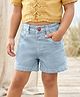 Babyhug Mid Thigh Denim Washed Shorts With Stretch - Light Blue