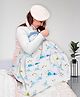 Mom's Home Whale Printed Cotton Muslin Nursing Cover For Breastfeeding | Feeding Apron - Blue & White