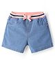 Babyhug Mid Thigh Denim Washed Shorts With Ribbed Waist - Light Blue