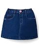 Babyhug Denim Mid Thigh Washed Skirt With Stretch - Navy Blue