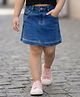 Babyhug Denim Mid Thigh Washed Skirt With Stretch - Blue