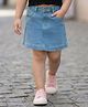 Babyhug Denim Mid Thigh Washed Skirt With Stretch - Light Blue
