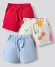 Bonfino 100% Cotton Knit Shorts with Fruit Print Pack of 3 - Red Ivory & Light Blue