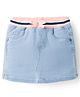 Babyhug Denim Mid Thigh Ribbed Waist Washed Skirt With Bow Applique - Light Blue