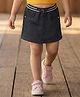 Babyhug Denim Mid Thigh Ribbed Waist Washed Skirt With Bow Applique - Black