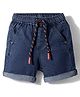 Babyhug Denim Mid Thigh Washed Shorts With Stretch - Navy Blue
