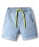 Babyhug Denim Mid Thigh Washed Shorts With Stretch - Light Blue