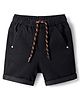 Babyhug Denim Mid Thigh Washed Shorts With Stretch - Black