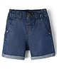 Babyhug Denim Mid Thigh Washed Shorts With Stretch - Navy Blue