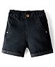 Babyhug Denim Mid Thigh Washed Shorts With Stretch - Black