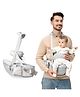 Kids Station Baby Carrier with 4 Carry Positions, Patented Design, Baby Carrier made up of Cotton, Designed for Indian Environment, Adjustable New-Born to Toddler Carrier (Grey, Happy Strap)