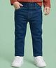 Babyhug Denim Full Length Wahsed Jeans With Stretch - Navy Blue