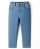 Babyhug Denim Full Length Washed Jeans With Stretch - Light Blue