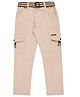 CAVIO Cotton Blend Woven Solid Cargo Pants With Belt - Cream