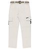 CAVIO Cotton Blend Woven Solid Cargo Pants With Belt - White