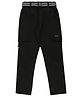 CAVIO Cotton Blend Woven Solid Cargo Pants With Belt - Black
