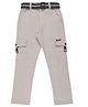 CAVIO Cotton Blend Woven Solid Cargo Pants With Belt - Grey