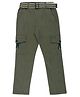 CAVIO Cotton Blend Woven Solid Cargo Pants With Belt - Olive Green