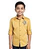 Charchit Cotton Lycra Woven Full Sleeves Horse Sequin Design Embellished Shirt -Gold