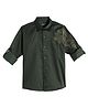 Charchit Cotton Lycra Woven Full Sleeves Lion Embroidered Shirt - Dark Green