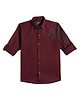 Charchit Cotton Lycra Woven Full Sleeves Lion Embroidered Shirt - Wine