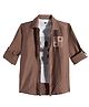 Charchit Cotton Blend Woven Full Sleeves Coffee Printed Shirt & Tee Set - Brown
