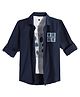 Charchit Cotton Blend Woven Full Sleeves Coffee Printed Shirt & Tee Set - Navy Blue