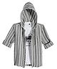 Charchit Cotton Woven Full Sleeves Striped Hooded Shirt With Motor Bike Printed Tee Set - Grey