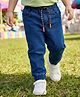 Babyhug Denim Full Length Washed Joggers with Stretch - Navy Blue