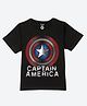 Wear Your Mind Cotton Knit Marvel Featuring Half Sleeves Captain America Printed Tee - Black