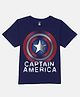 Wear Your Mind Cotton Knit Marvel Featuring Half Sleeves Captain America Printed Tee - Navy Blue