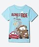 Wear Your Mind Cotton Blend Knit Disney Cars Featuring Half Sleeves Pixar Cars Printed Tee - Sky Blue